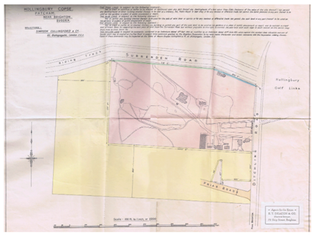 Plan posiadłości Sigismunda Charlesa Wittingsa w Hollingbury pod Brighton, przygotowany w 1925 roku przed planowaną aukcją nieruchomości.