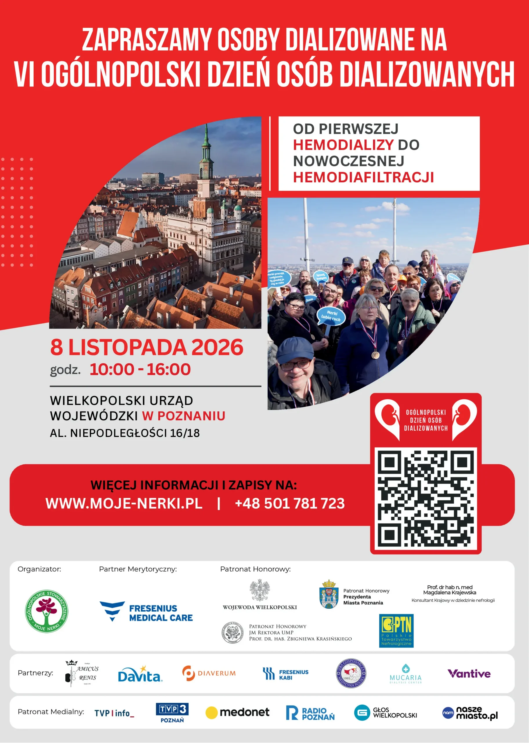 Plakat VI Ogólnopolskiego Dnia Osób Dializowanych, 8 listopada 2026, Poznań